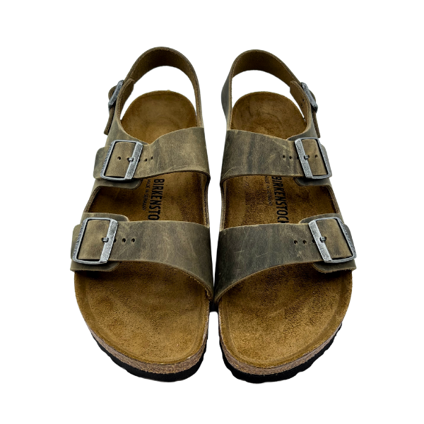Sandalo Birkenstock in pelle oliata e cinturino