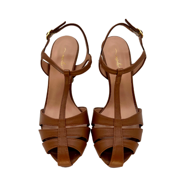 Sandalo gabbietta in nappa tacco 7 cm