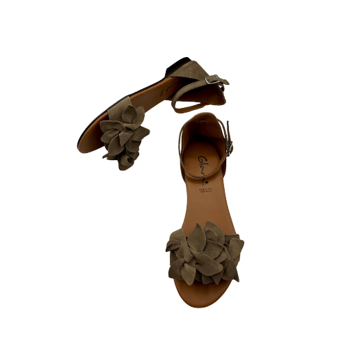 Sandalo flat con applicazione floreale