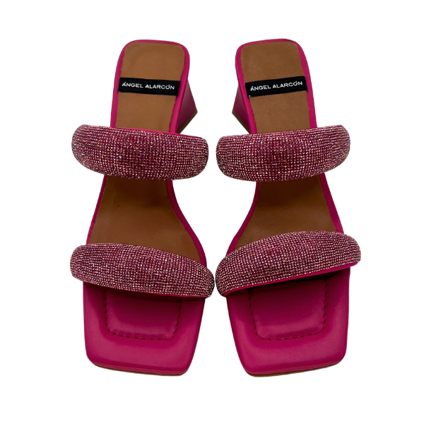 Mules con baguette fuxia