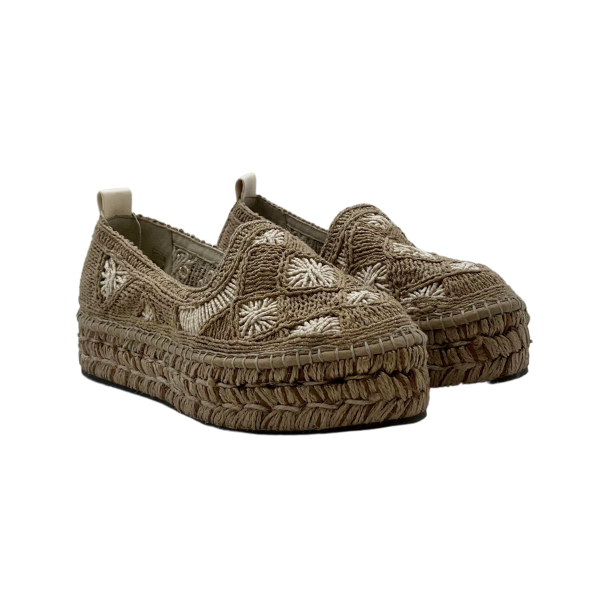 Espadrillas in macrame e sottopiede in pelle