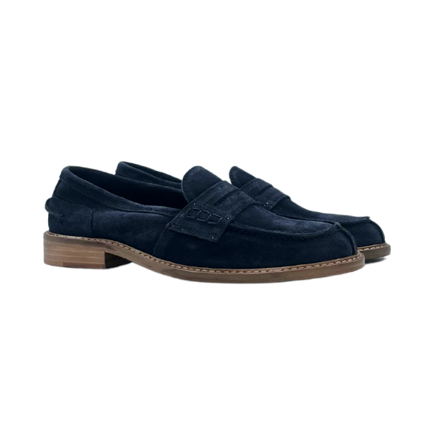 Mocassino in camoscio blu e lavorazione Blake