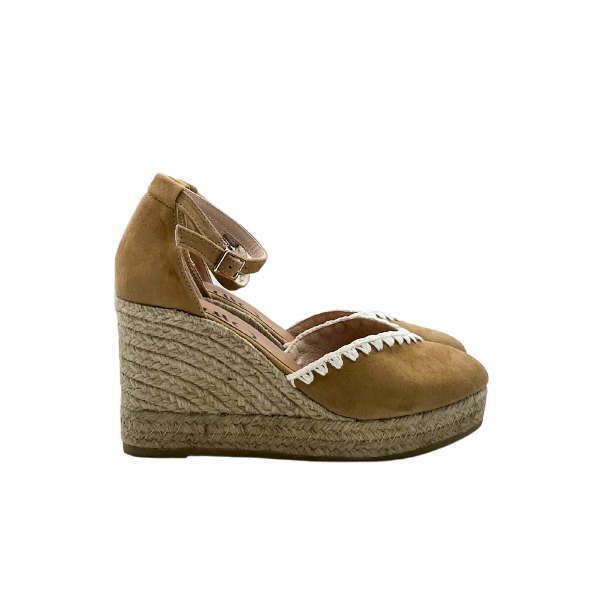 Espadrillas 7 corde con infilature bianche e cinturino alla caviglia