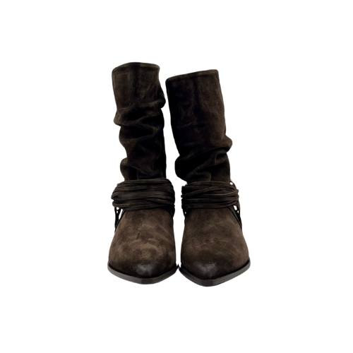 Stivaletto tacco 30 con accessorio intrecciato