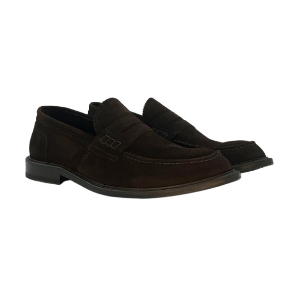 Mocasssino in camoscio testa moro e lavorazione blacke