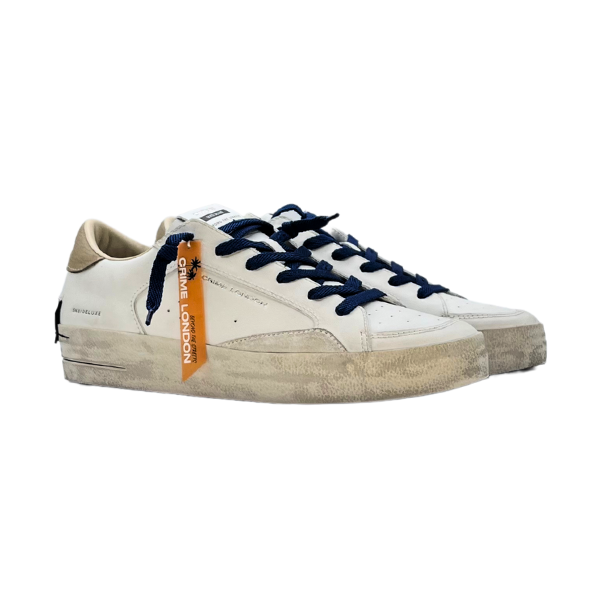Sneaker retrò total white fondo cassetta