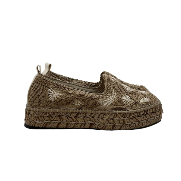Espadrillas in macrame e sottopiede in pelle