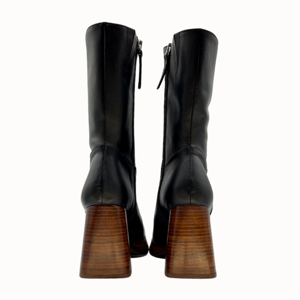 Stivaletto nero zippato con platò anni '70