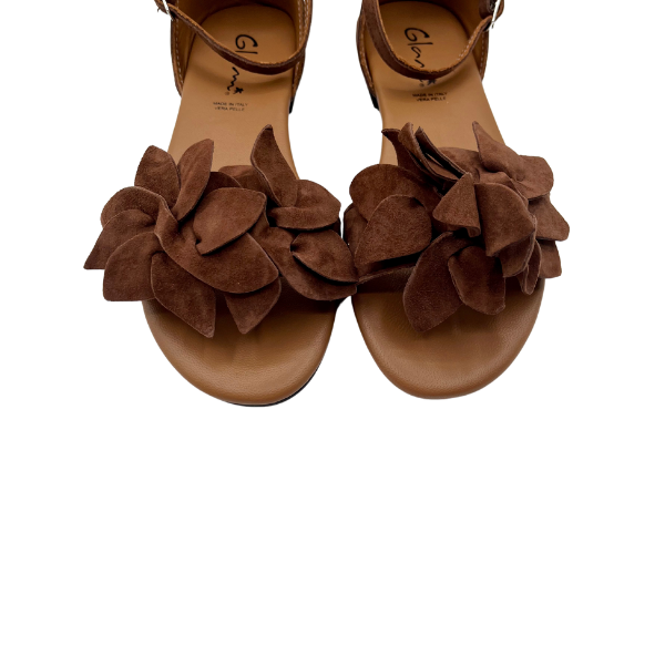 Sandalo flat con applicazione floreale