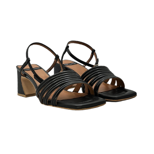 Sandalo tacco 5 cm con mignon nero