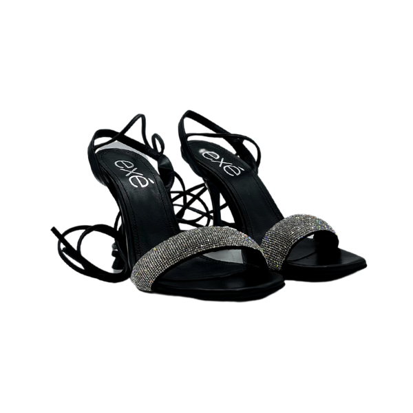 Sandalo tacco 8 alla schiava con baguette glitter