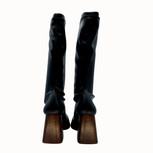 Stivaletto nero elasticizzato con platò anni '70