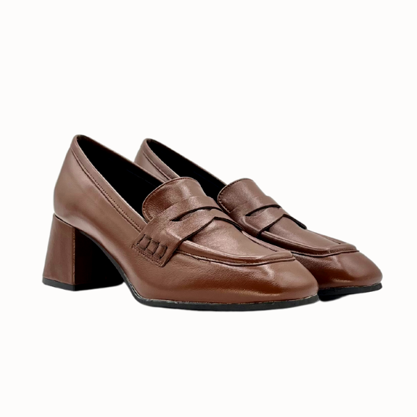 Mocassino naplack chocolate tacco 5