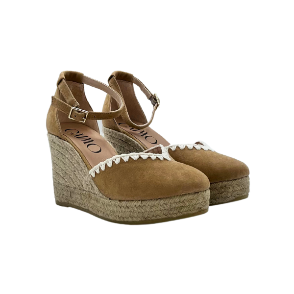 Espadrillas 7 corde con infilature bianche e cinturino alla caviglia