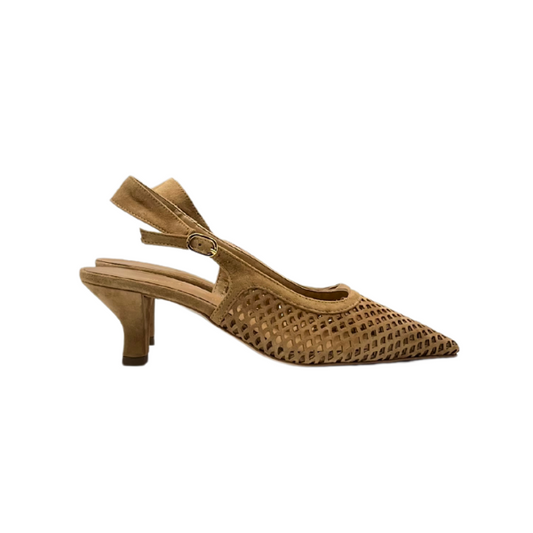 Slingback in camoscio laserato
