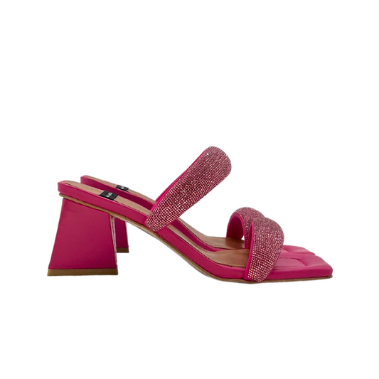 Mules con baguette fuxia