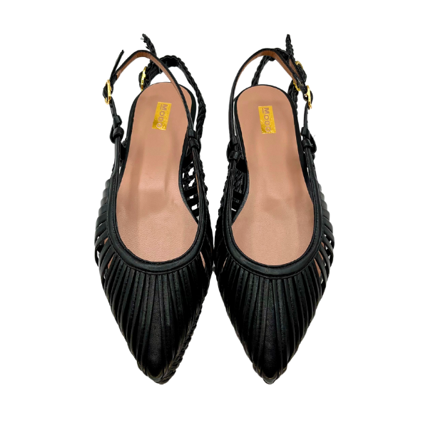 Slingback t 10 in pelle nera