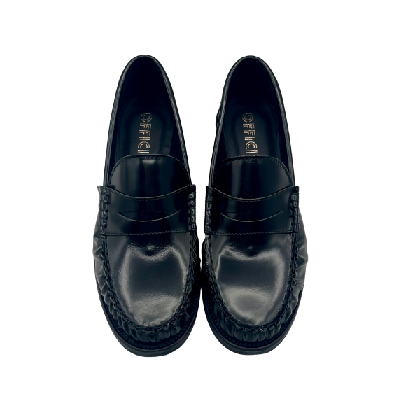 College in pelle abrasivata con arricciature